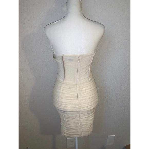 NWOT Bebe Cream Strapless Bandeau Mini Dress - Picture 3 of 8
